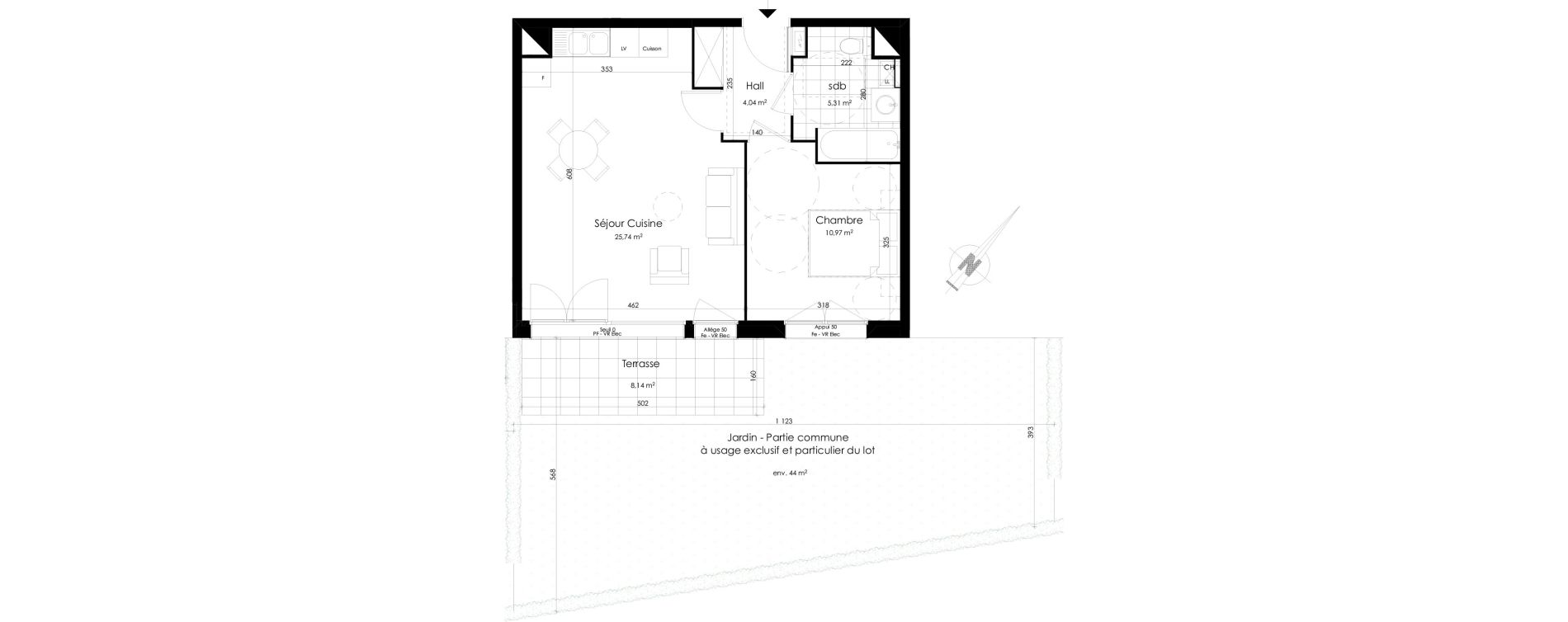Appartement T2 de 46,06 m2 &agrave; Roncq Centre