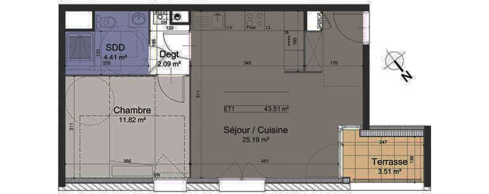 Appartement T2 de 43,51 m2 &agrave; Roubaix Roubaix vauban