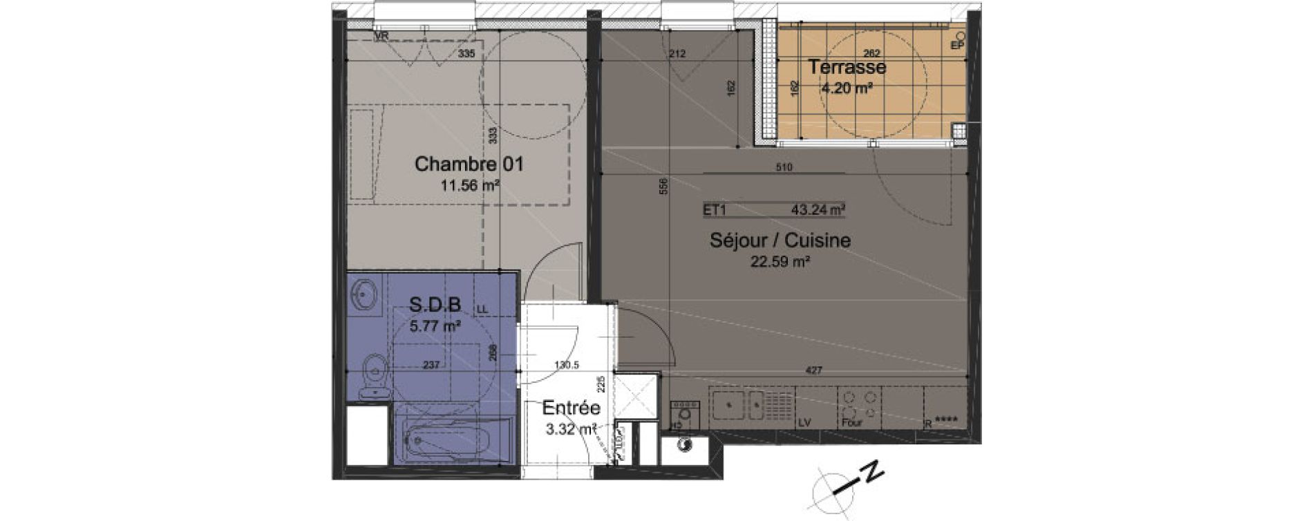 Appartement T2 de 43,24 m2 &agrave; Roubaix Roubaix vauban