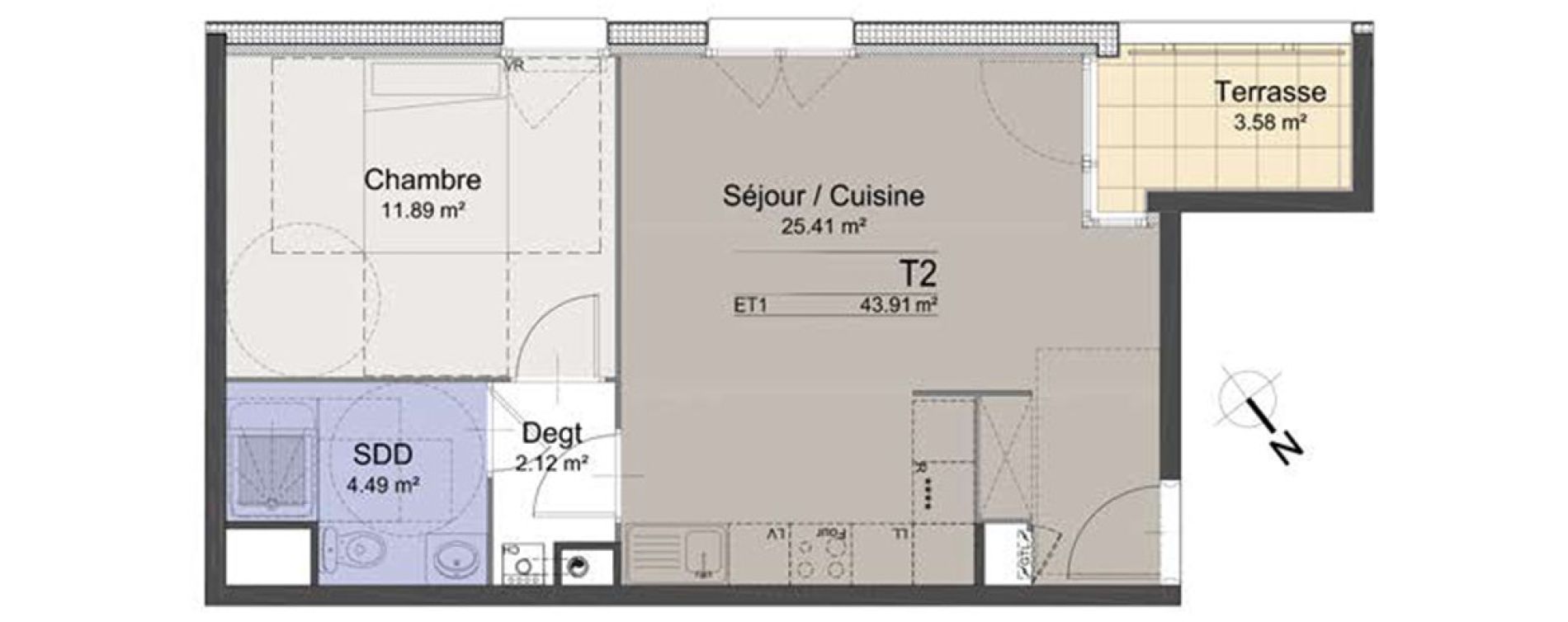 Appartement T2 de 43,91 m2 &agrave; Roubaix Roubaix vauban