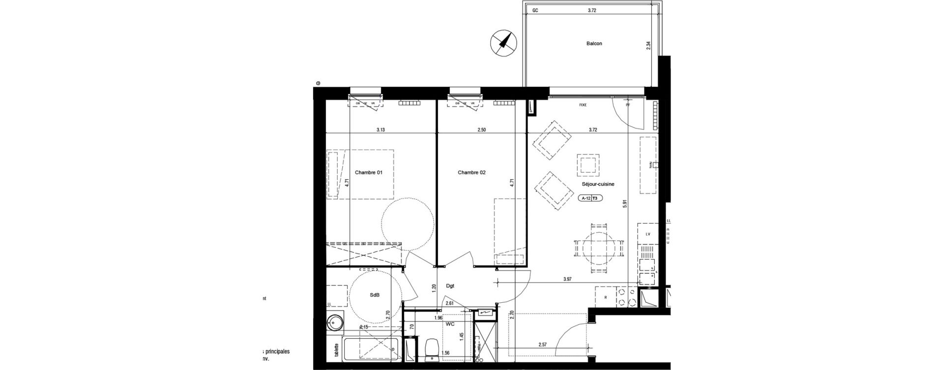 Appartement T3 de 65,25 m2 &agrave; Roubaix Anseele