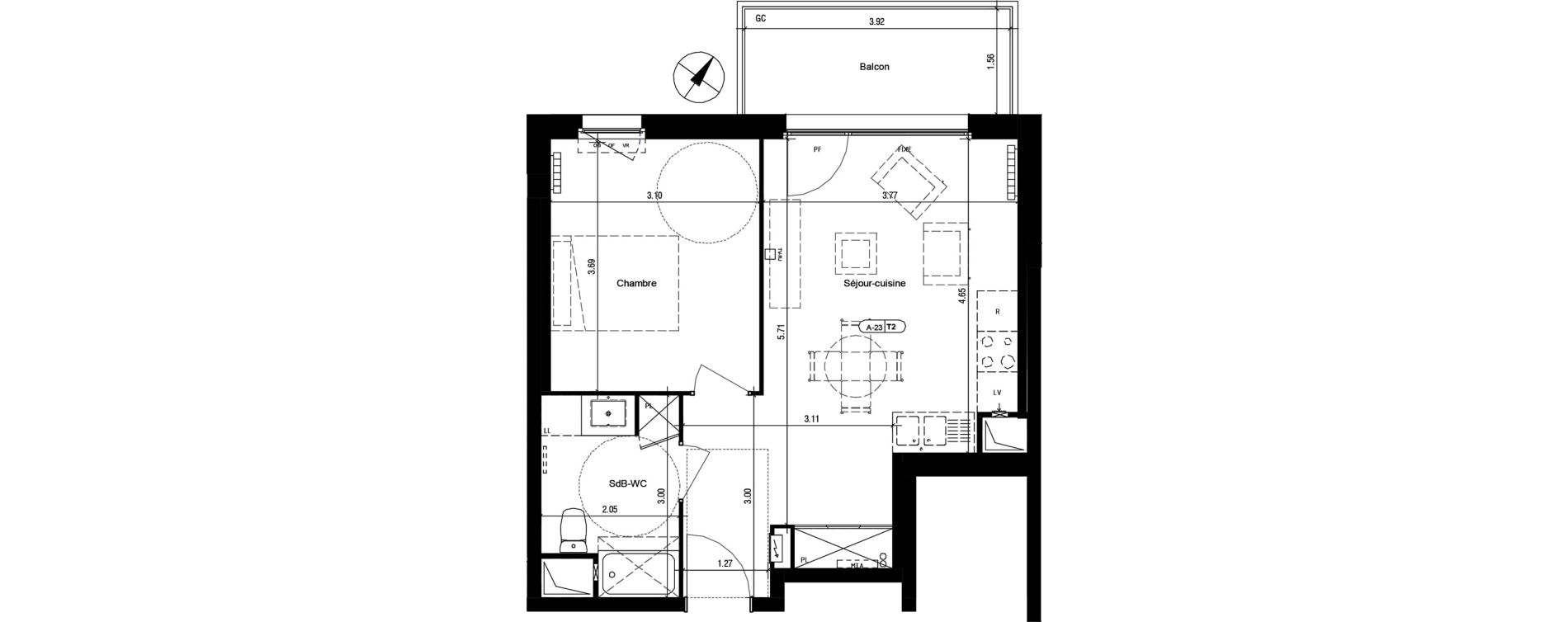 Appartement T2 de 41,00 m2 &agrave; Roubaix Anseele