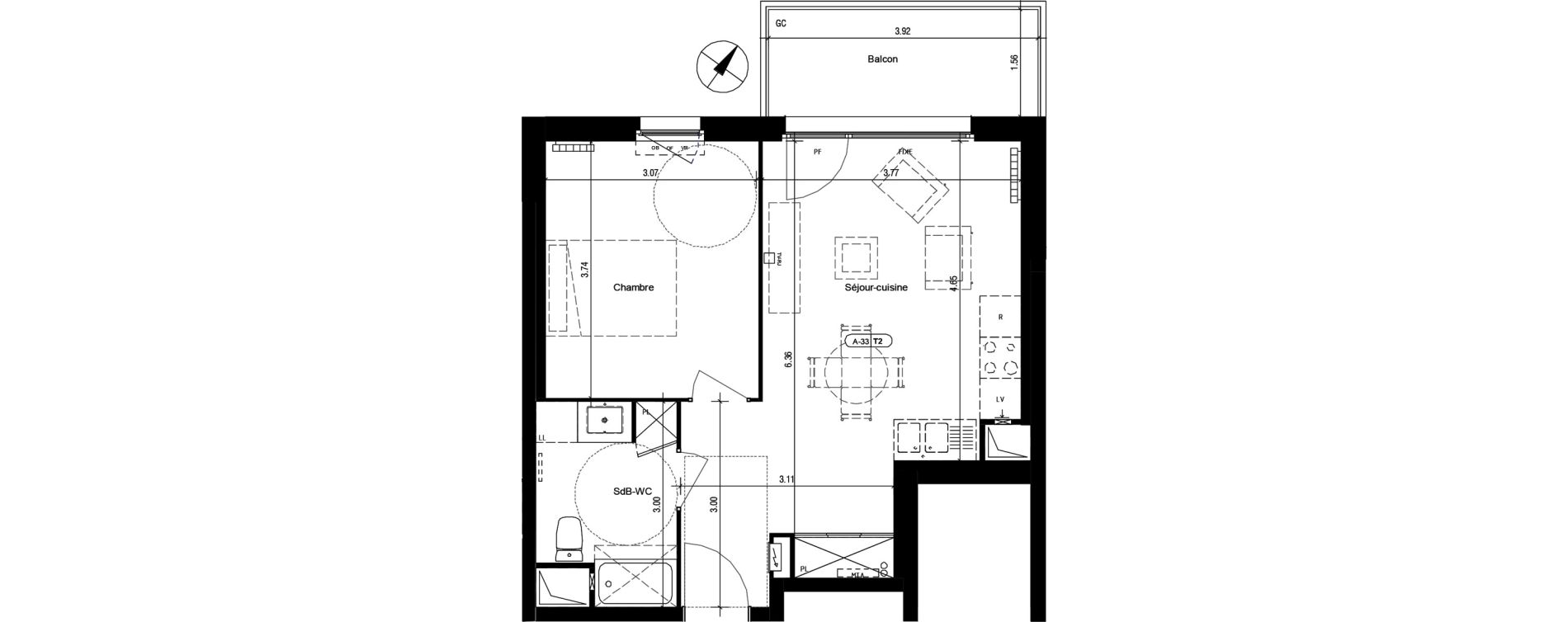 Appartement T2 de 41,00 m2 &agrave; Roubaix Anseele