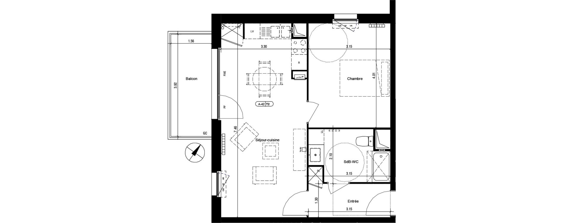 Appartement T2 de 46,65 m2 &agrave; Roubaix Anseele