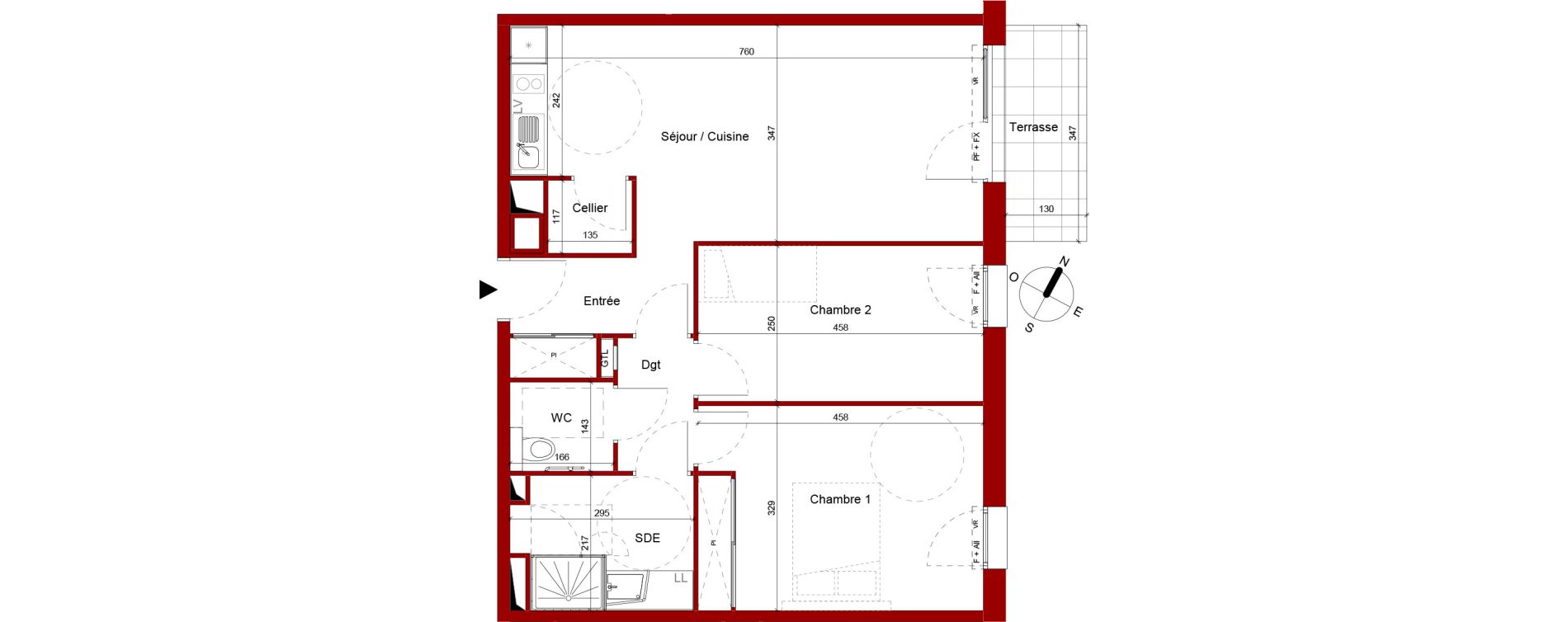 Appartement T3 meubl&eacute; de 68,07 m2 &agrave; Roubaix Potennerie