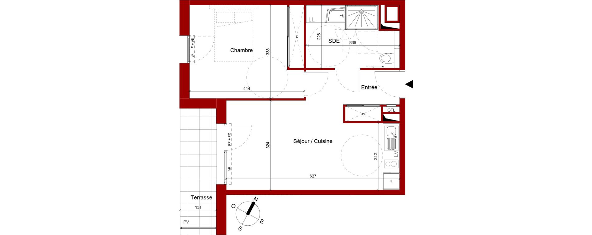 Appartement T2 meubl&eacute; de 44,43 m2 &agrave; Roubaix Potennerie