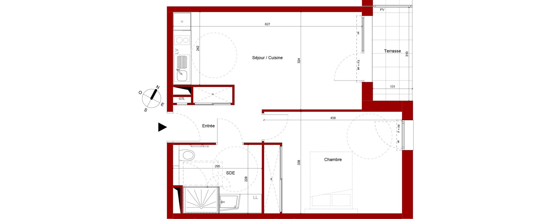 Appartement T2 meubl&eacute; de 44,84 m2 &agrave; Roubaix Potennerie