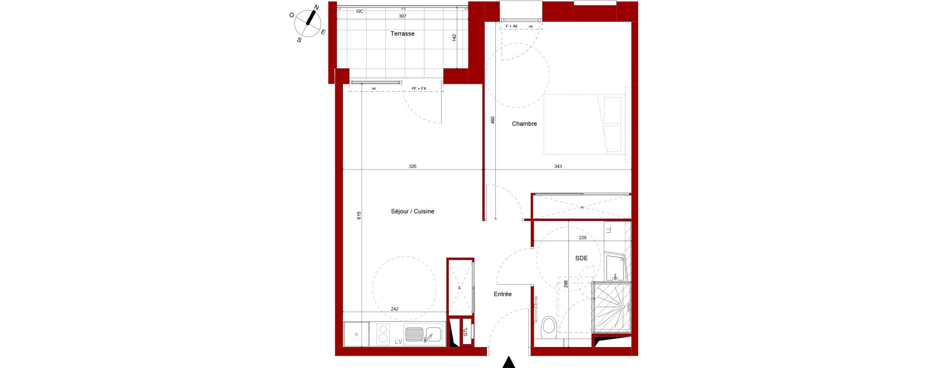 Appartement T2 meubl&eacute; de 44,97 m2 &agrave; Roubaix Potennerie