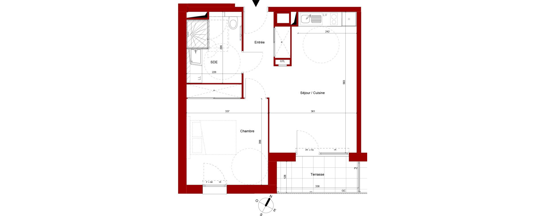 Appartement T2 meubl&eacute; de 43,71 m2 &agrave; Roubaix Potennerie
