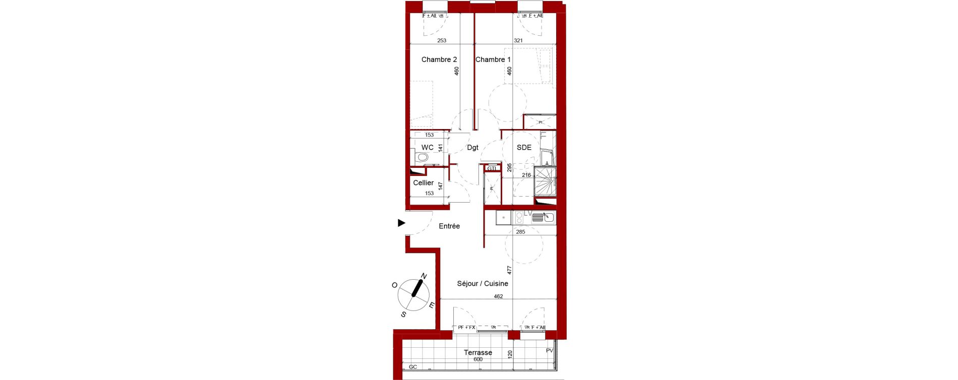 Appartement T3 meubl&eacute; de 66,33 m2 &agrave; Roubaix Potennerie
