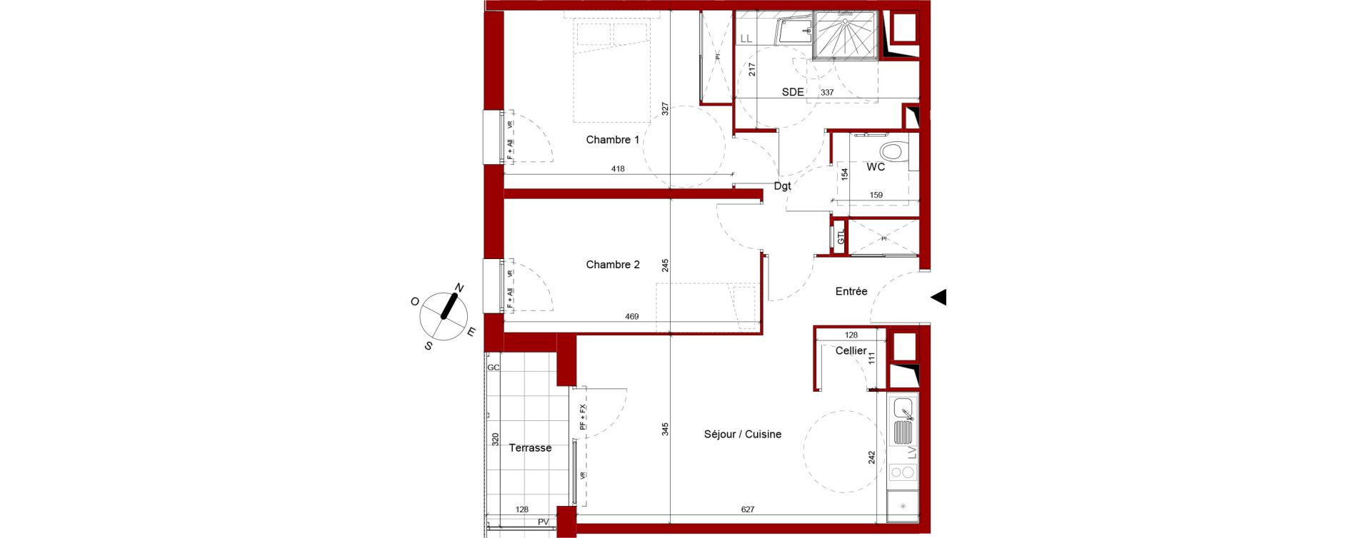 Appartement T3 meubl&eacute; de 62,63 m2 &agrave; Roubaix Potennerie