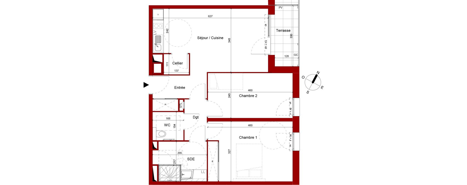 Appartement T3 meubl&eacute; de 63,41 m2 &agrave; Roubaix Potennerie