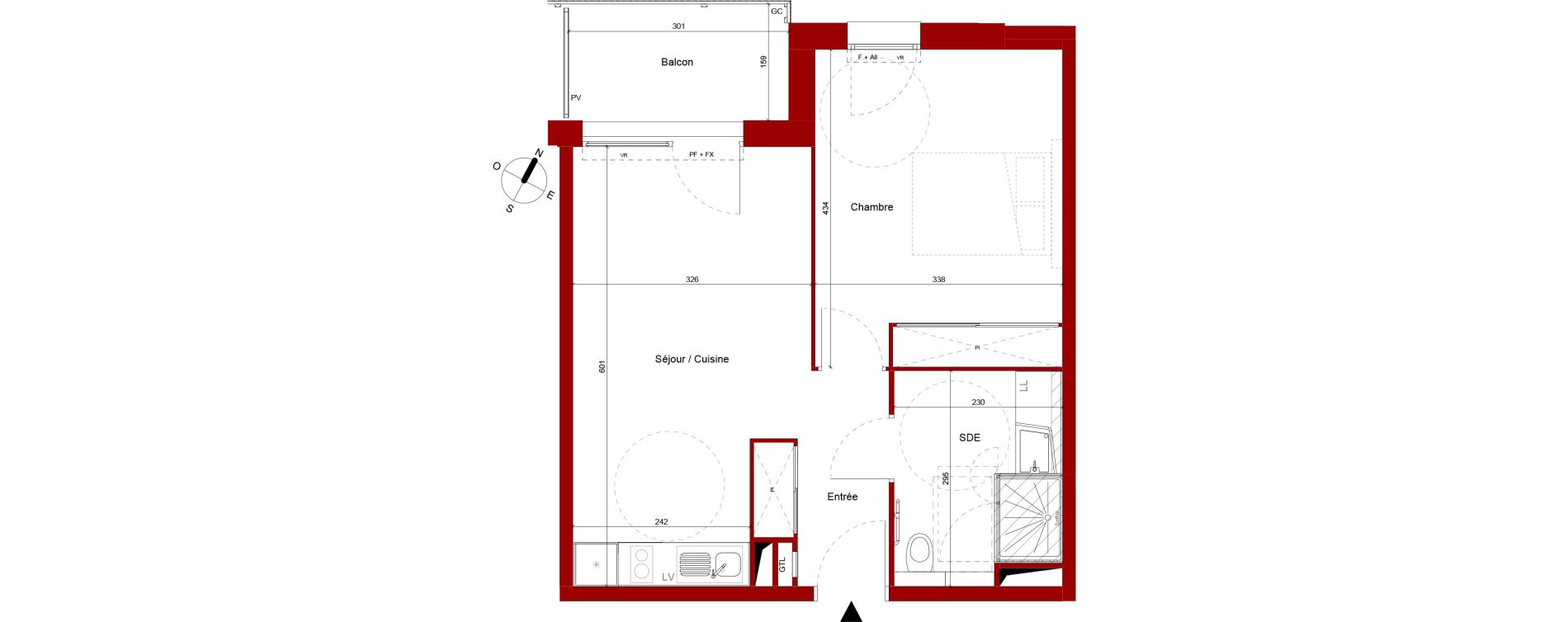 Appartement T2 meubl&eacute; de 43,31 m2 &agrave; Roubaix Potennerie
