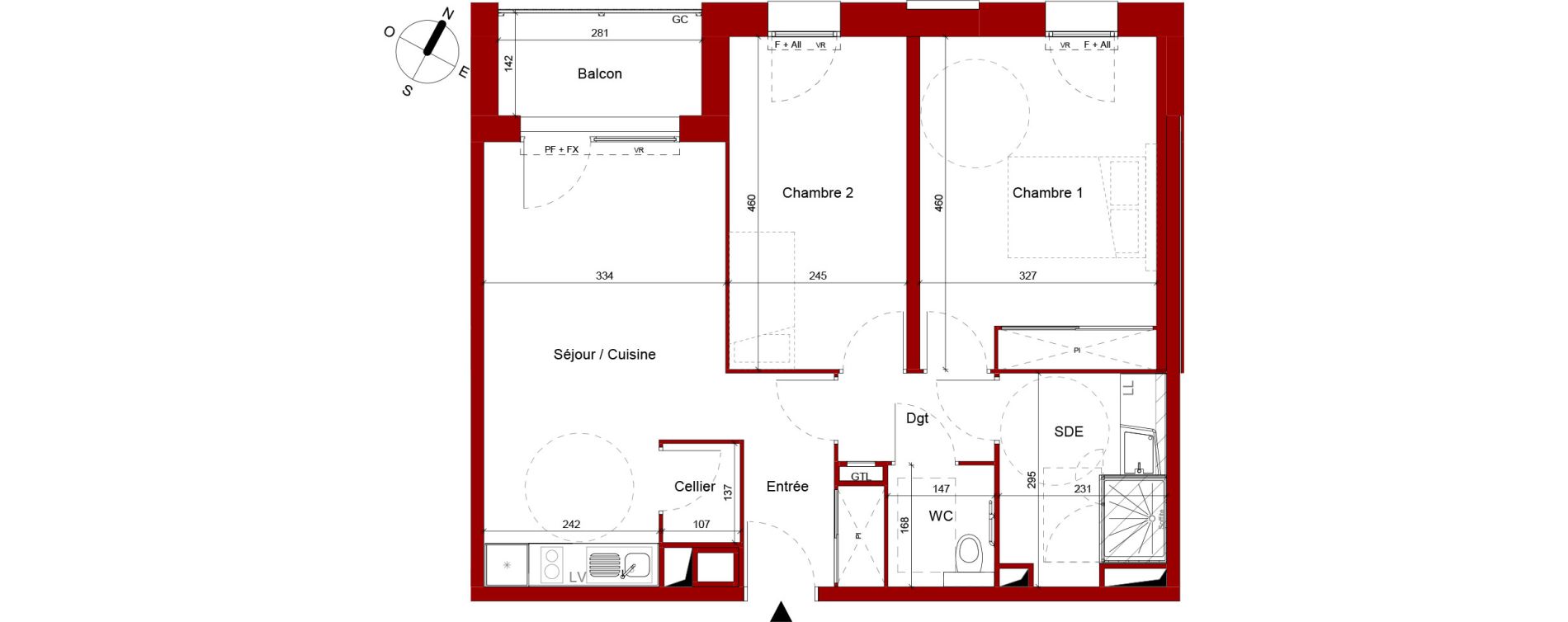 Appartement T3 meubl&eacute; de 62,78 m2 &agrave; Roubaix Potennerie