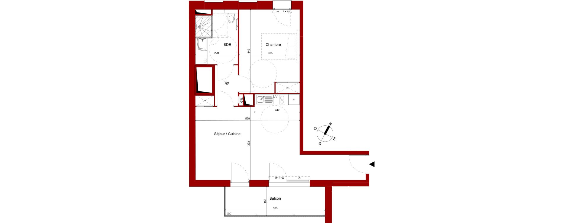 Appartement T2 meubl&eacute; de 52,72 m2 &agrave; Roubaix Potennerie