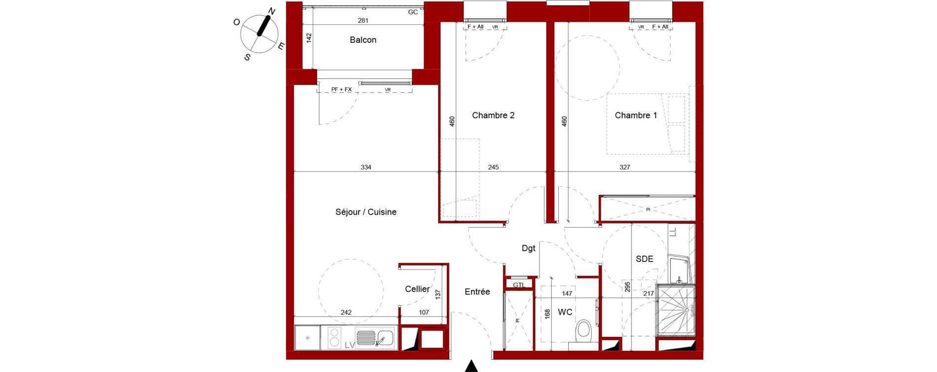 Appartement T3 meubl&eacute; de 62,36 m2 &agrave; Roubaix Potennerie