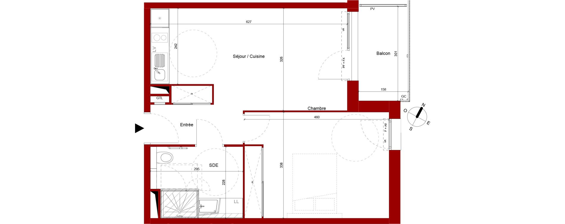 Appartement T2 meubl&eacute; de 45,04 m2 &agrave; Roubaix Potennerie