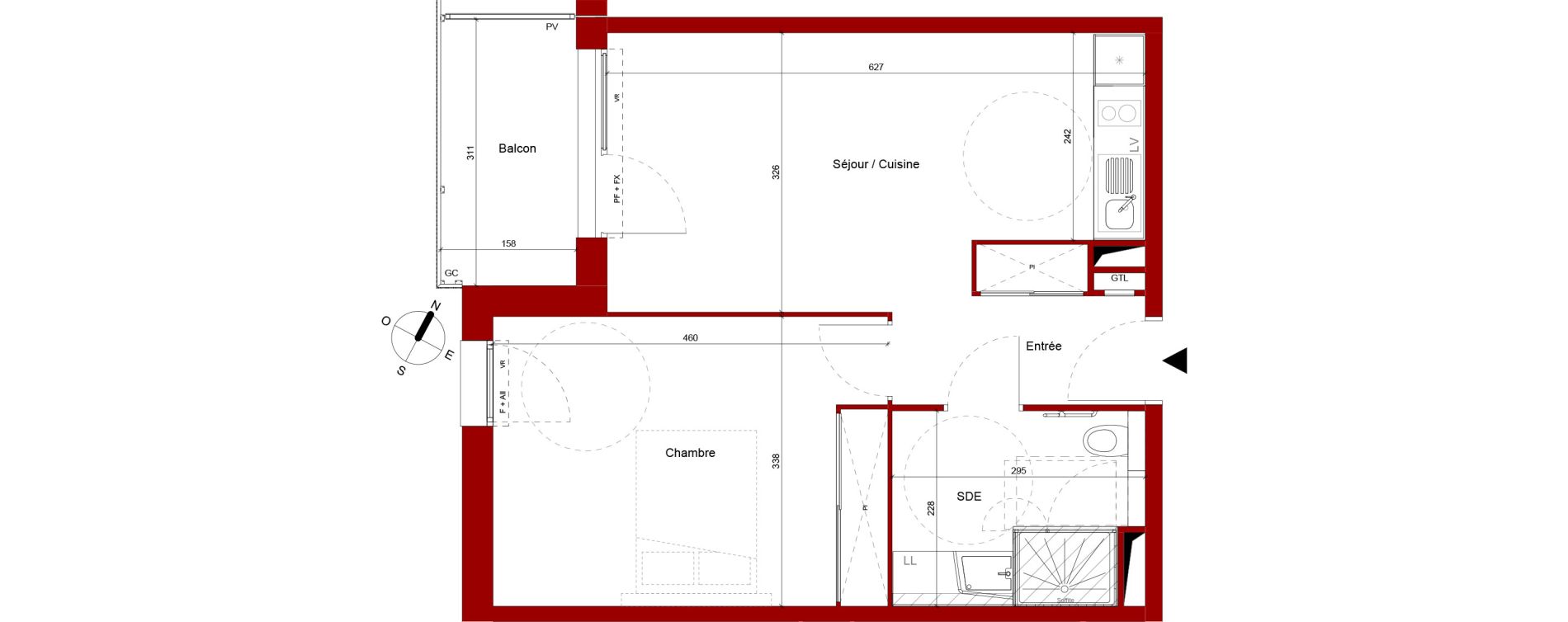 Appartement T2 meubl&eacute; de 45,09 m2 &agrave; Roubaix Potennerie