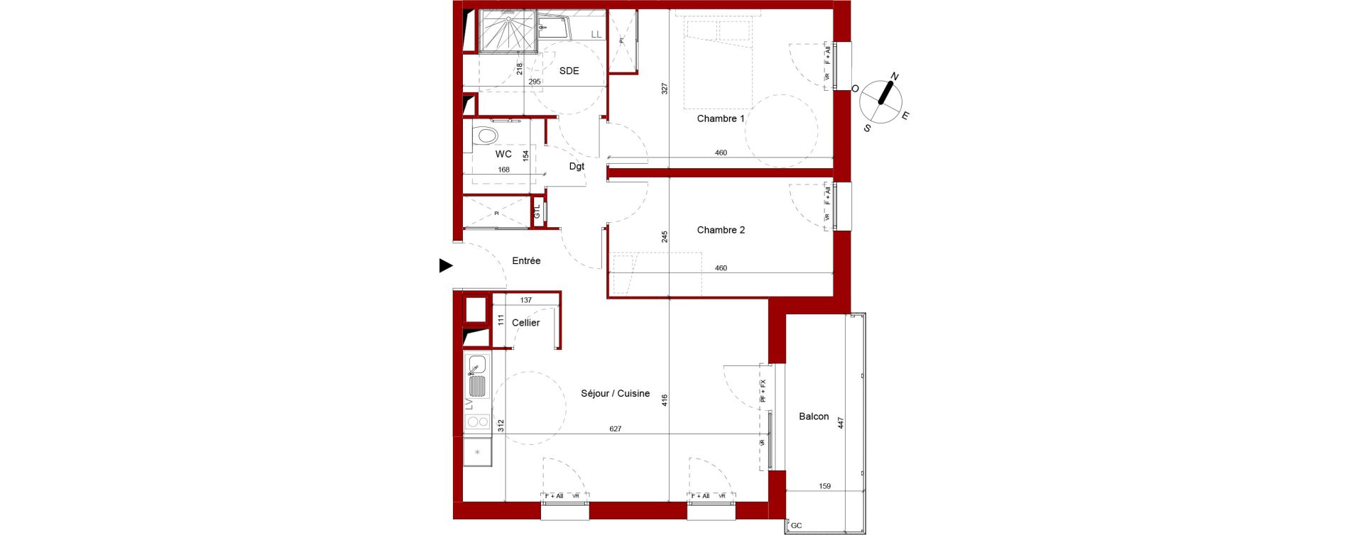 Appartement T3 meubl&eacute; de 67,86 m2 &agrave; Roubaix Potennerie