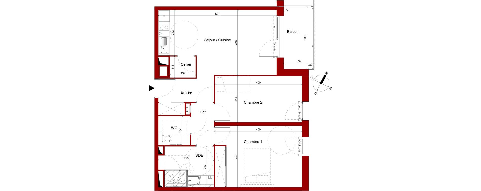 Appartement T3 meubl&eacute; de 63,41 m2 &agrave; Roubaix Potennerie