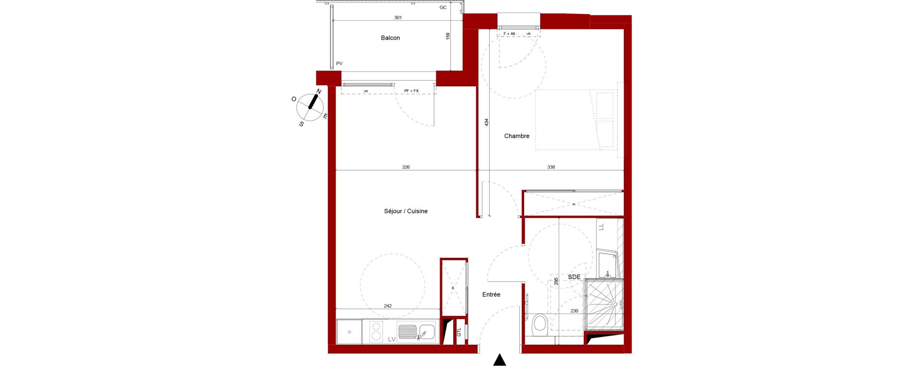 Appartement T2 meubl&eacute; de 43,31 m2 &agrave; Roubaix Potennerie