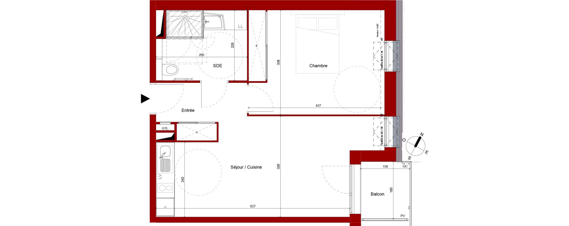 Appartement T2 meubl&eacute; de 45,04 m2 &agrave; Roubaix Potennerie