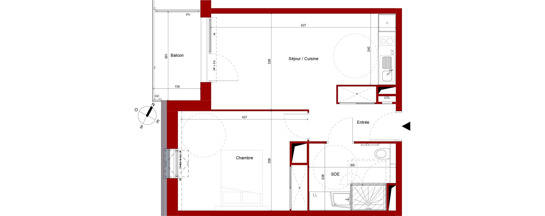Appartement T2 meubl&eacute; de 43,47 m2 &agrave; Roubaix Potennerie