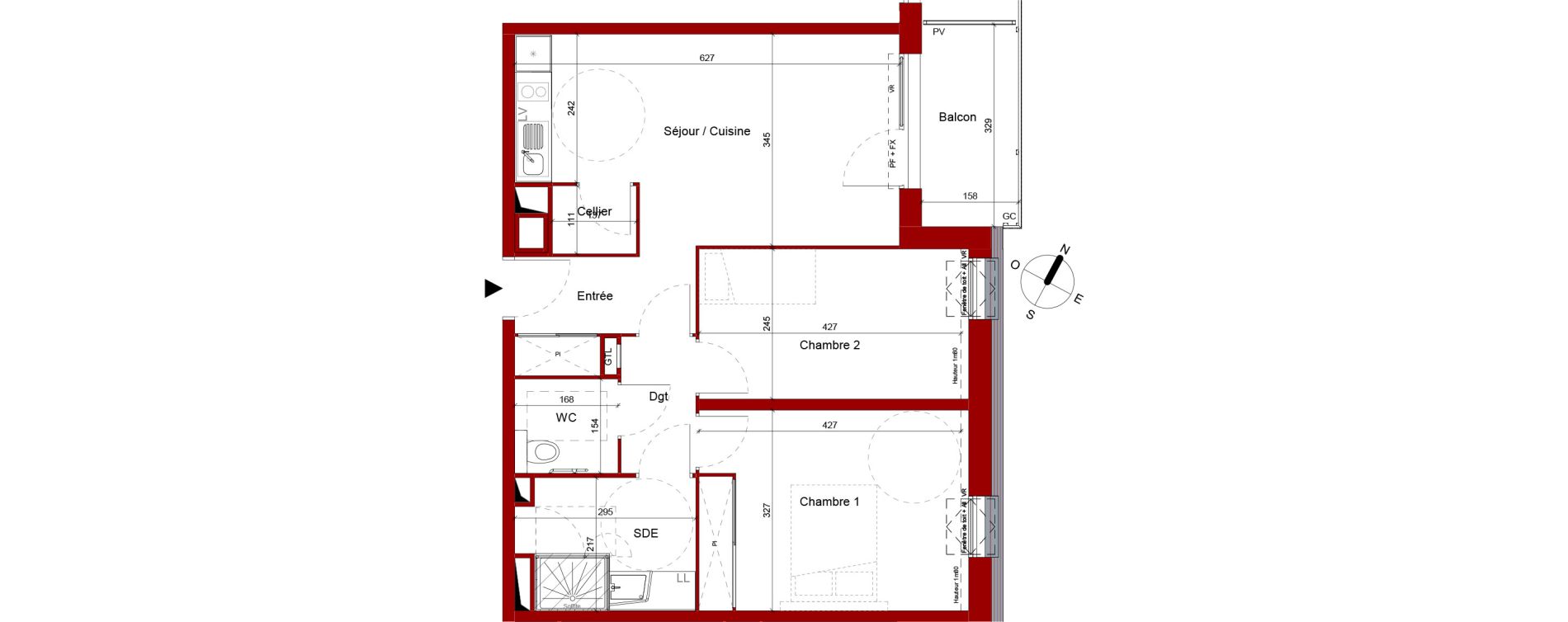 Appartement T3 meubl&eacute; de 61,53 m2 &agrave; Roubaix Potennerie