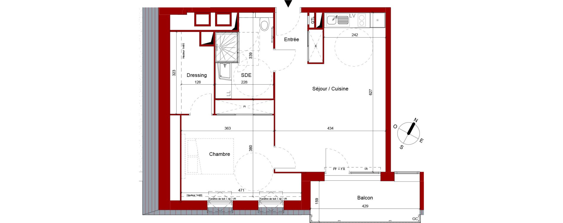 Appartement T2 meubl&eacute; de 51,44 m2 &agrave; Roubaix Potennerie
