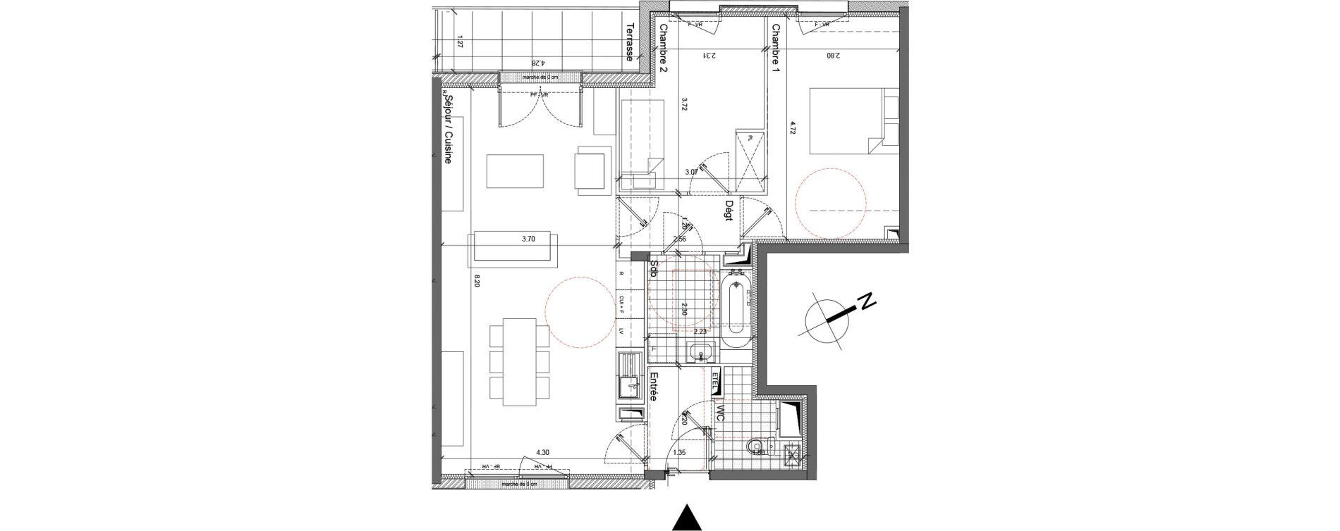 Appartement T3 de 67,43 m2 &agrave; Roubaix Barbieux