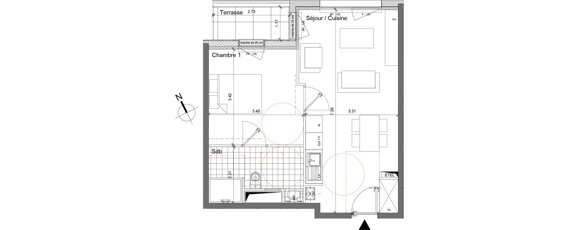 Appartement T2 de 41,73 m2 &agrave; Roubaix Barbieux