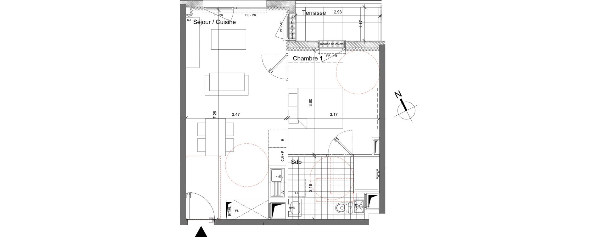Appartement T2 de 42,28 m2 &agrave; Roubaix Barbieux