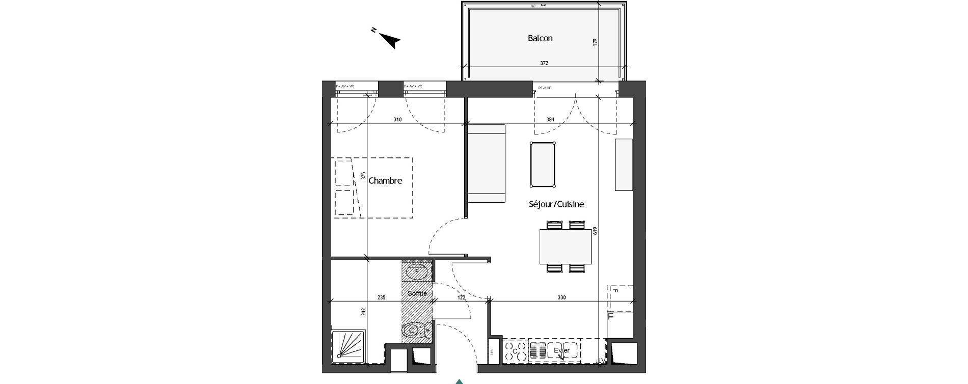 Appartement T2 de 41,50 m2 &agrave; Roubaix Fresnoy mackellerie