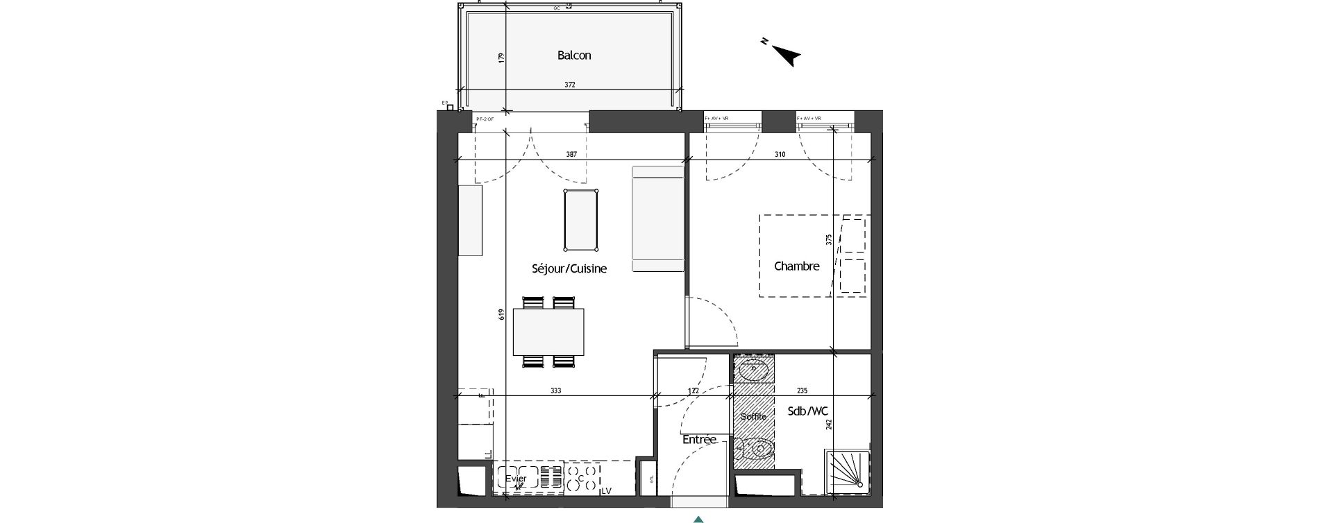 Appartement T2 de 41,67 m2 &agrave; Roubaix Fresnoy mackellerie