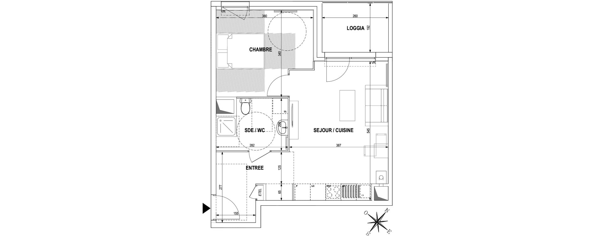 Appartement T2 de 43,89 m2 &agrave; Roubaix Fraternit&eacute;