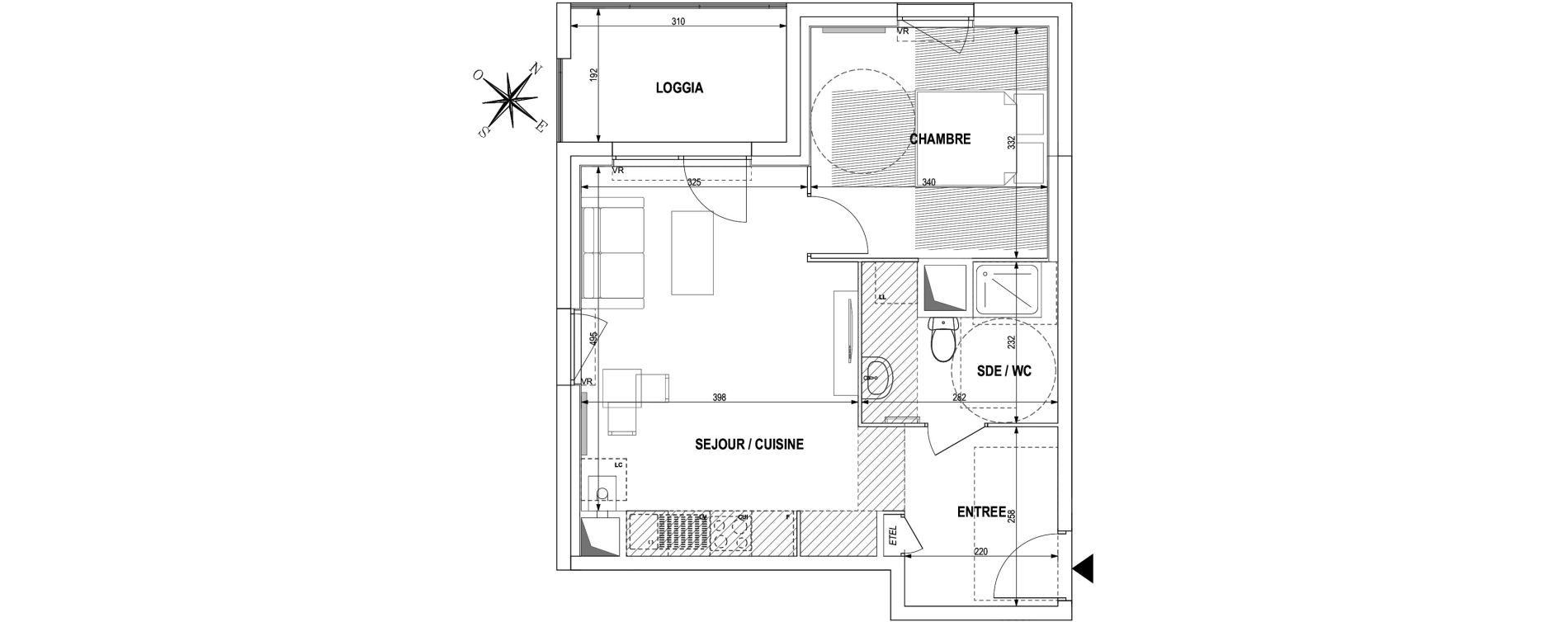Appartement T2 de 44,68 m2 &agrave; Roubaix Fraternit&eacute;