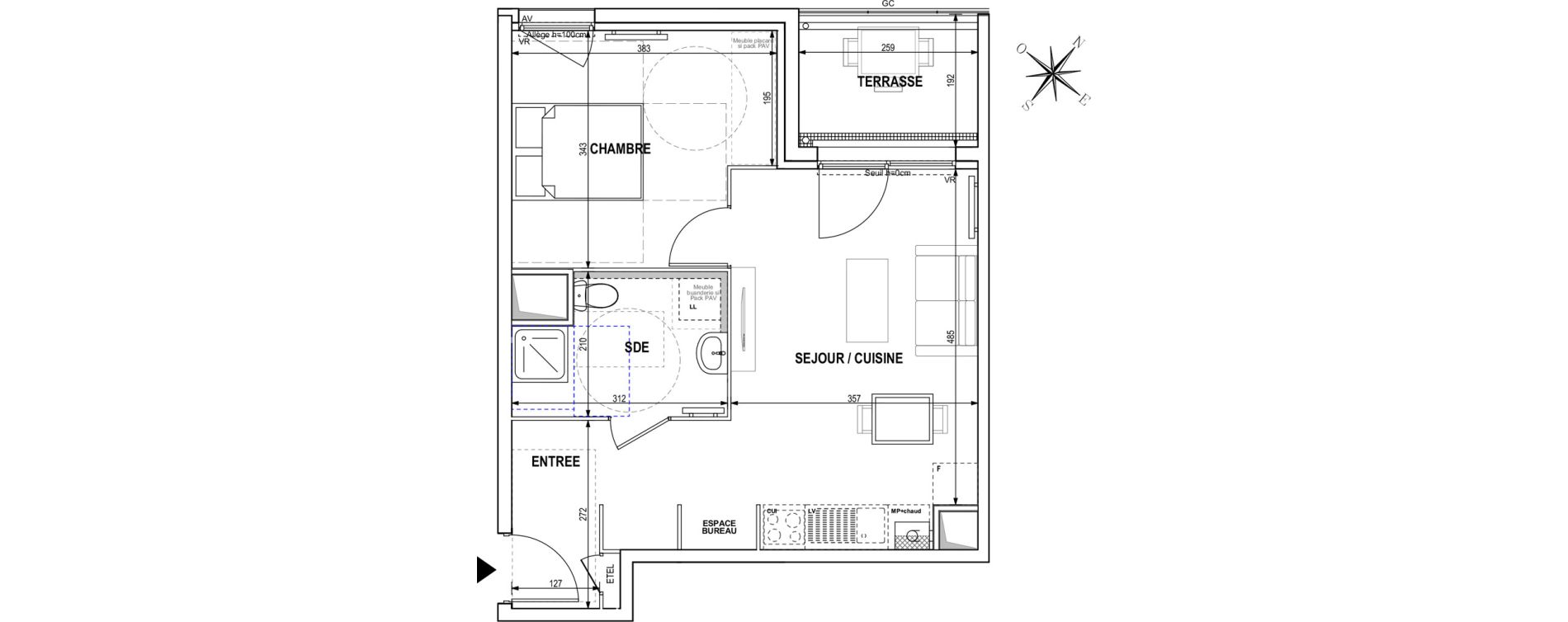 Appartement T2 de 44,05 m2 &agrave; Roubaix Fraternit&eacute;