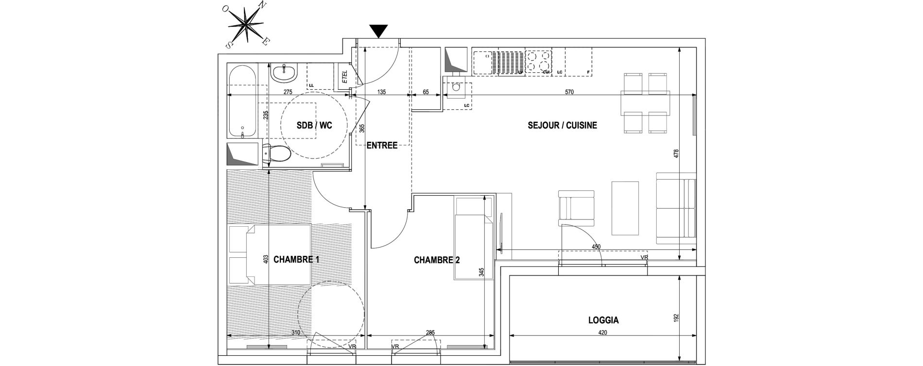 Appartement T3 de 59,46 m2 &agrave; Roubaix Fraternit&eacute;