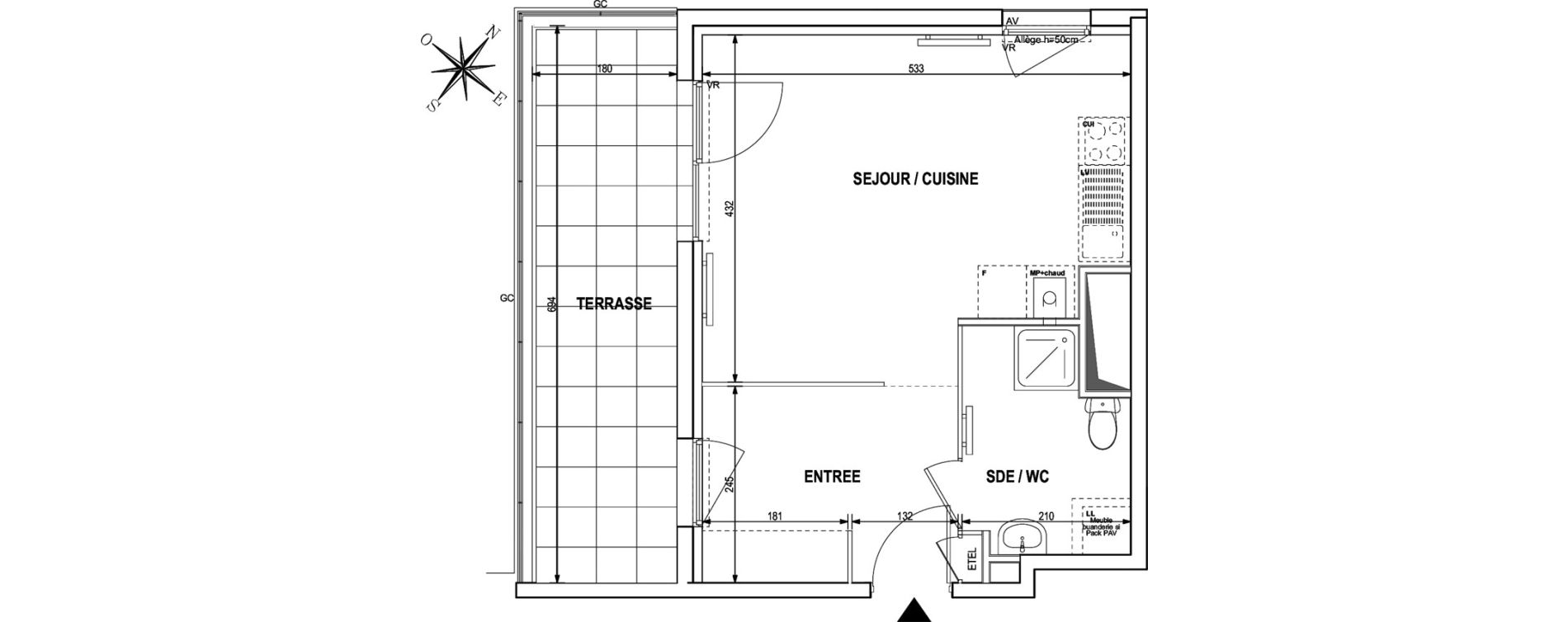 Appartement T1 de 33,99 m2 &agrave; Roubaix Fraternit&eacute;