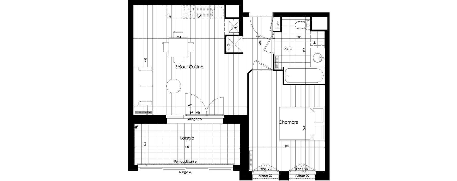 Appartement T2 de 41,50 m2 &agrave; Roubaix Vauban