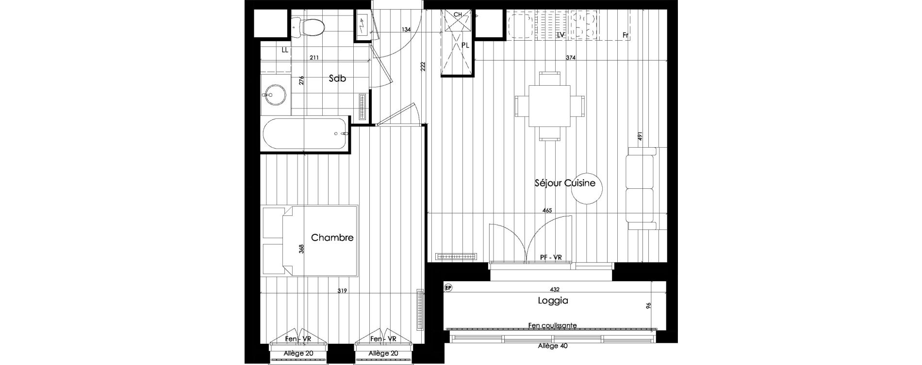 Appartement T2 de 42,31 m2 &agrave; Roubaix Vauban