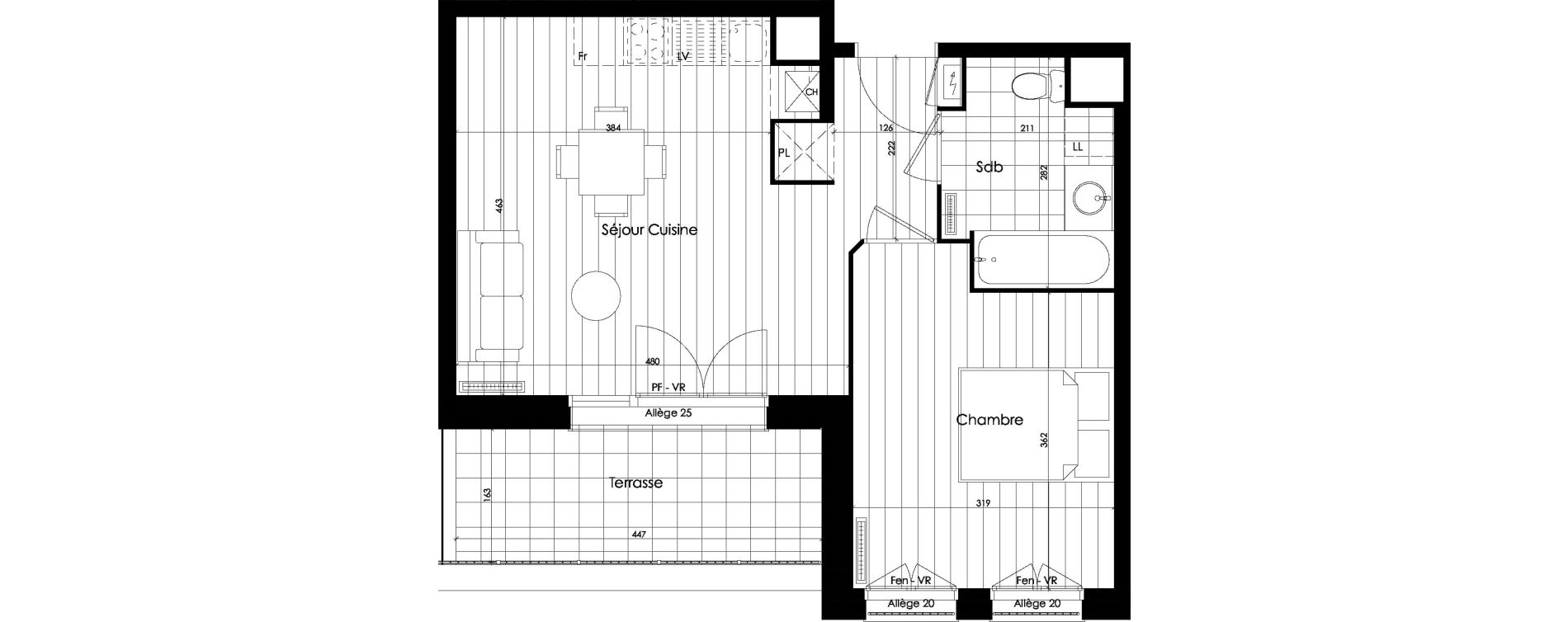 Appartement T2 de 41,50 m2 &agrave; Roubaix Vauban