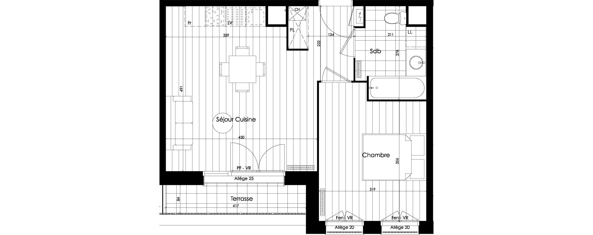 Appartement T2 de 41,26 m2 &agrave; Roubaix Vauban