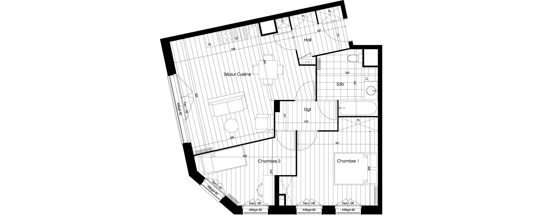 Appartement T3 de 60,83 m2 &agrave; Roubaix Vauban