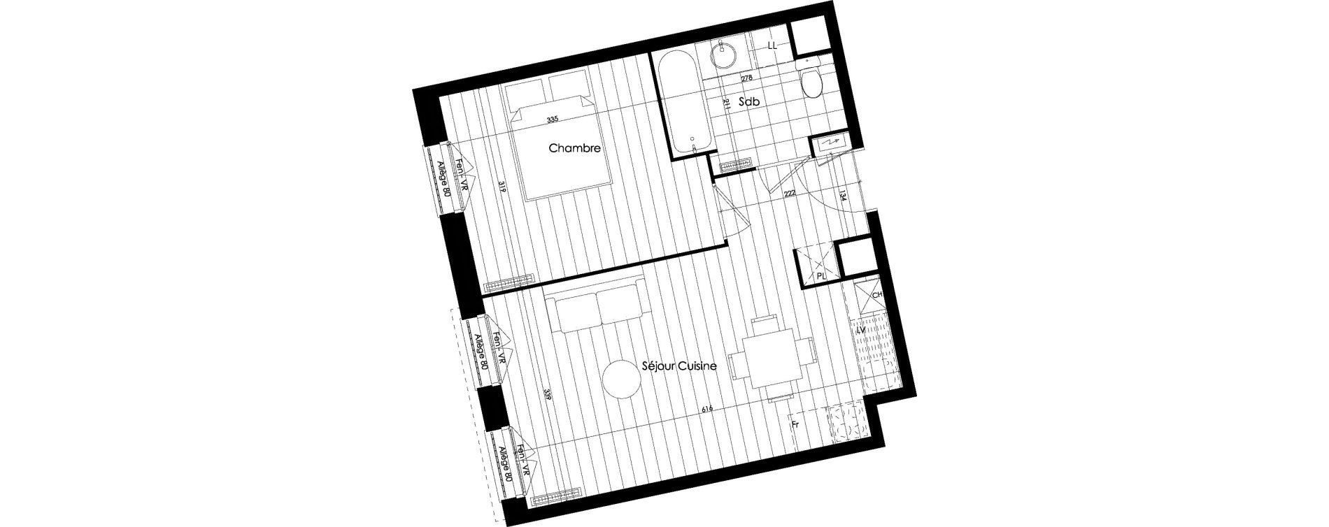 Appartement T2 de 38,99 m2 &agrave; Roubaix Vauban
