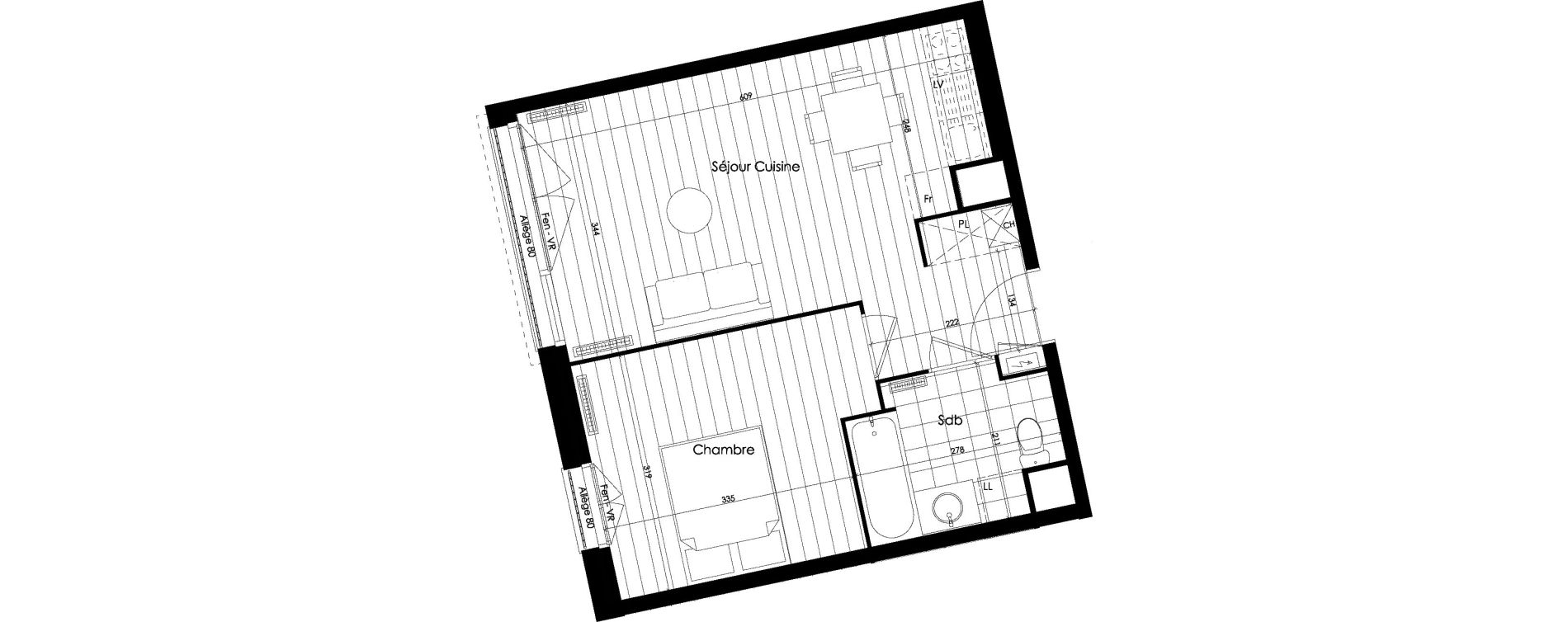 Appartement T2 de 39,28 m2 &agrave; Roubaix Vauban