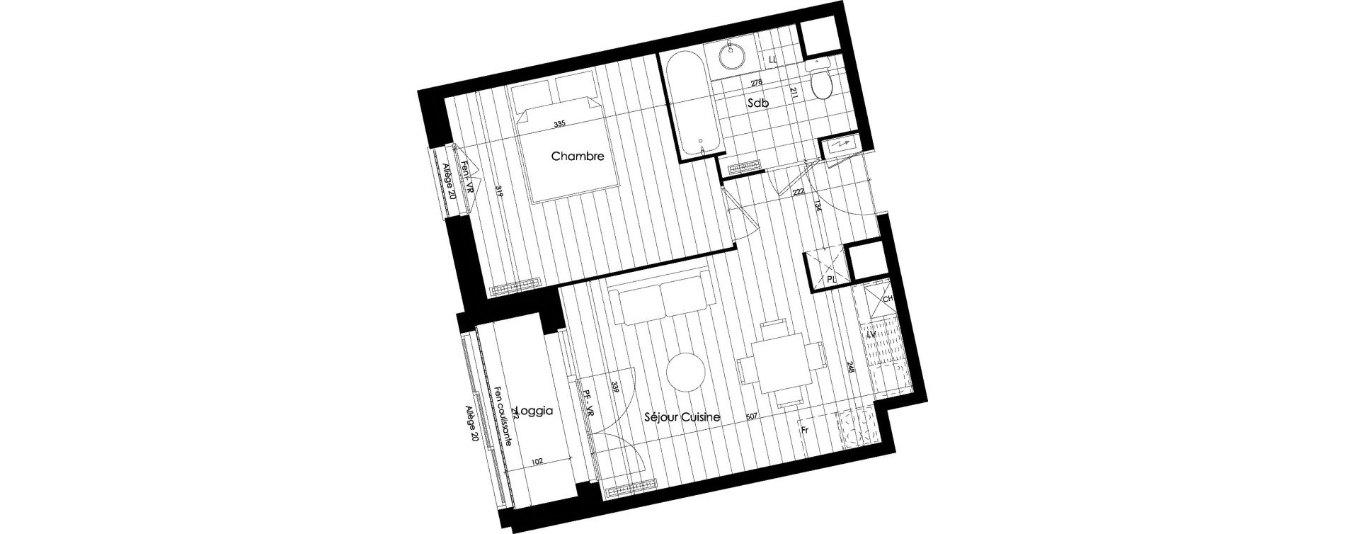 Appartement T2 de 35,27 m2 &agrave; Roubaix Vauban
