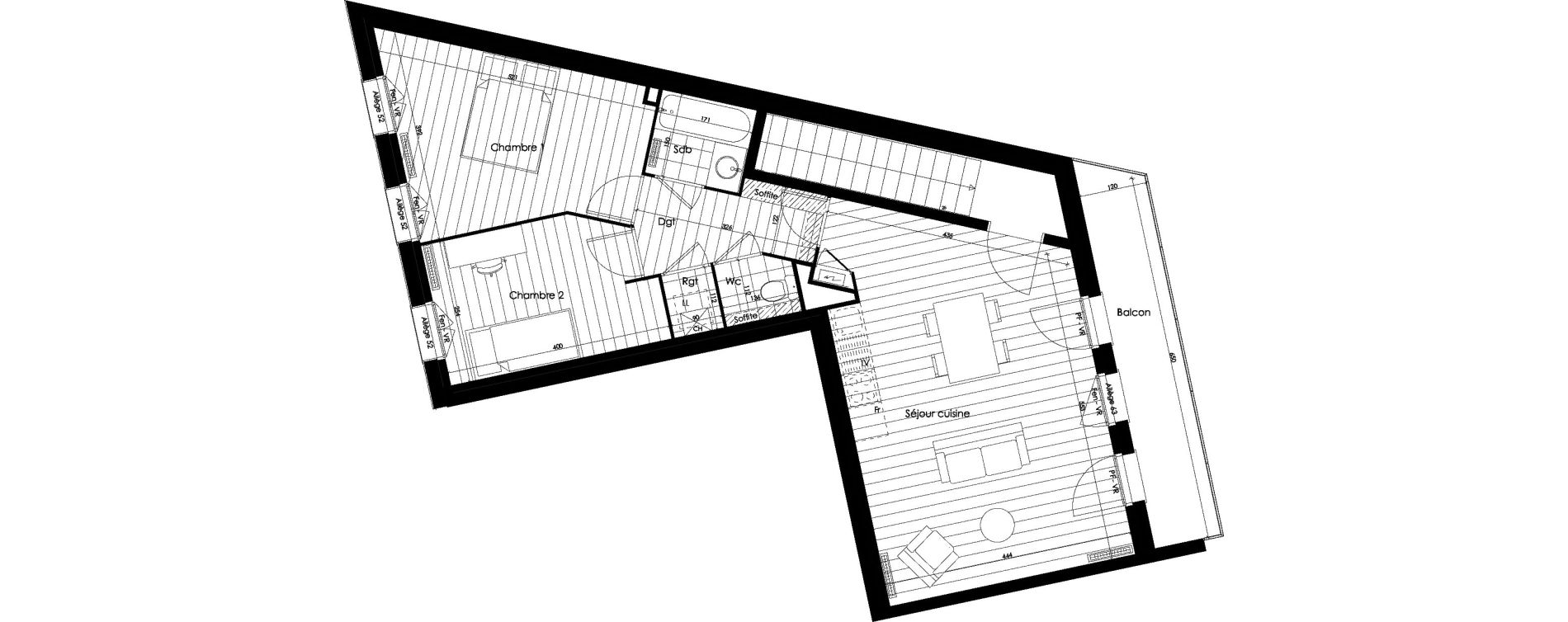 Appartement T3 de 60,09 m2 &agrave; Roubaix Vauban