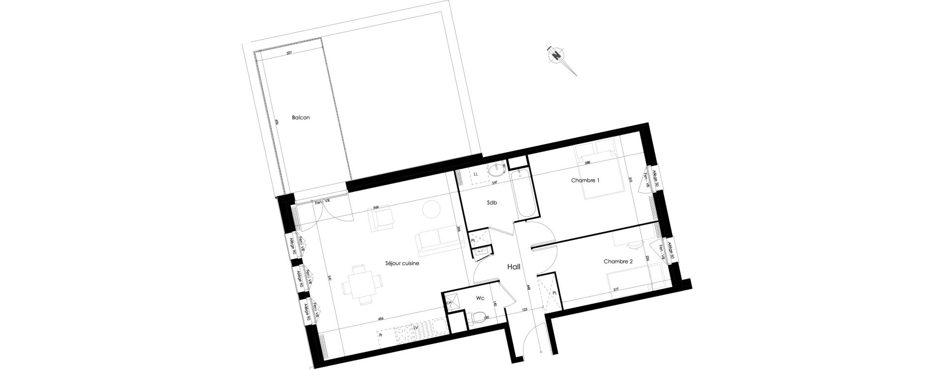 Appartement T3 de 64,78 m2 &agrave; Roubaix Vauban