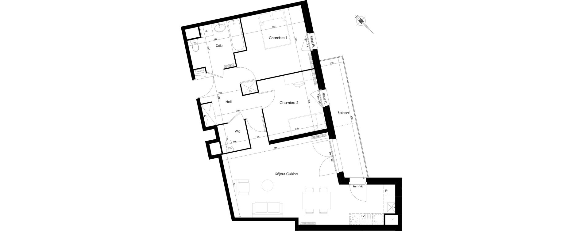 Appartement T3 de 68,27 m2 &agrave; Roubaix Vauban